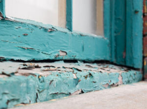 Peeling paint on window sill